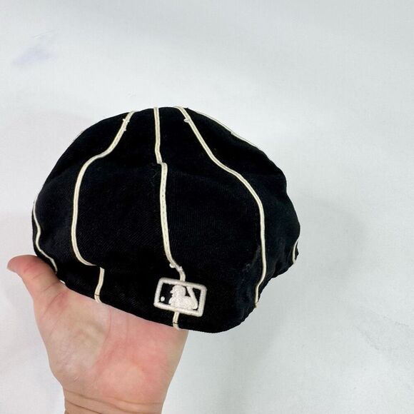 New Era 59Fifty Hat Mens 7 1/2 Black Striped Chicago Cubs Baseball Cap Wool - Picture 2 of 6